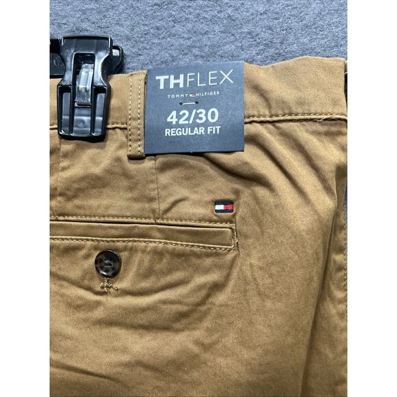 Tommy Hilfiger Th Flex Stretch Pants Brown Tan Regular-Fit Mens Size 42x30 - Picture 6 of 11